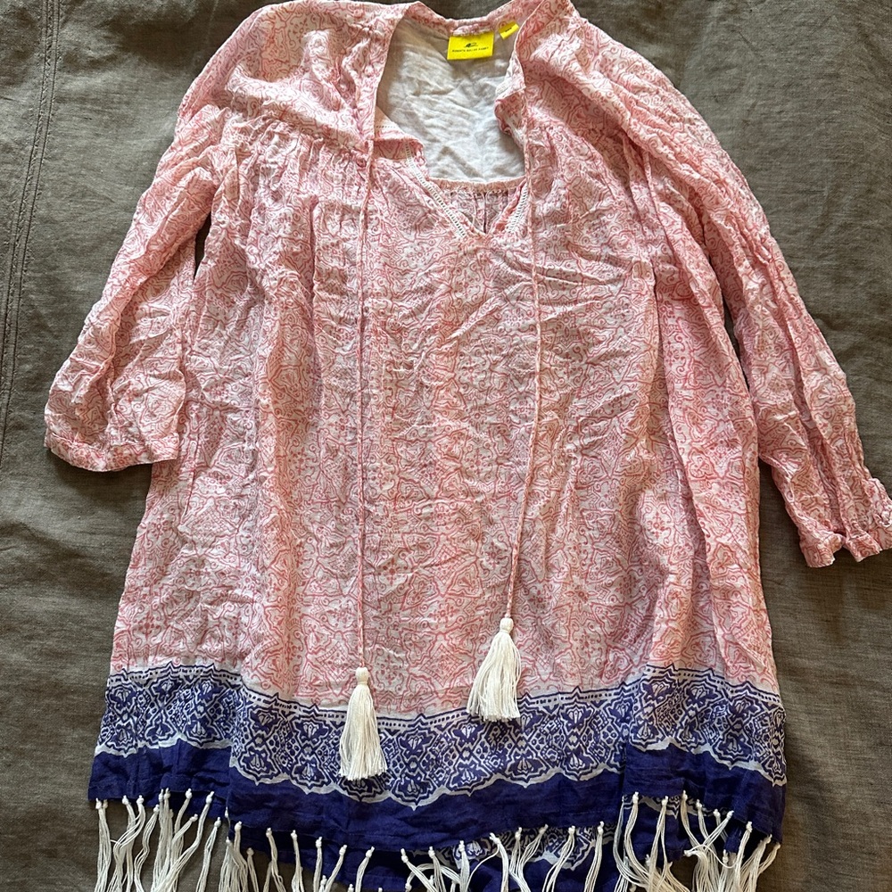 Roberta Roller Rabbit Pink and Navy Bohemian Coverup